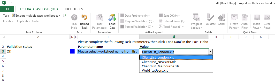 Import multiple workbooks to SQL Database choose file