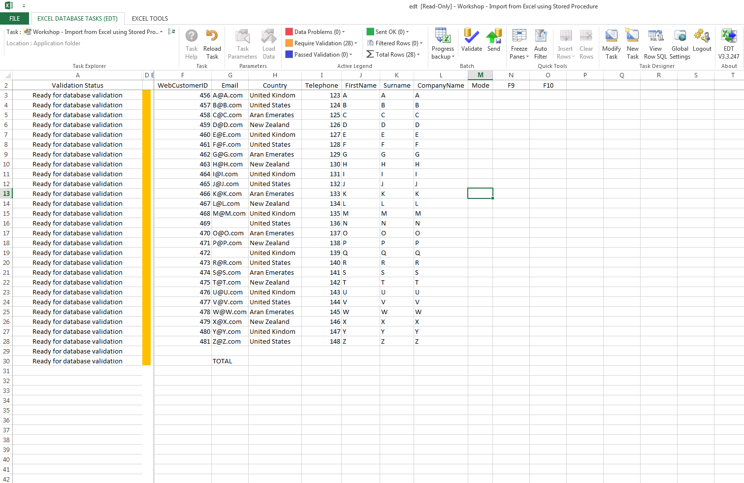 upload sql server excel validate data