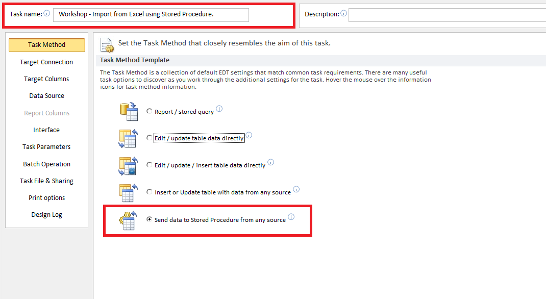 excel sql stored procedure