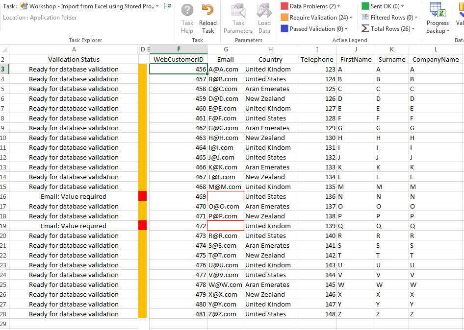 stored procedure options excel sql oracle